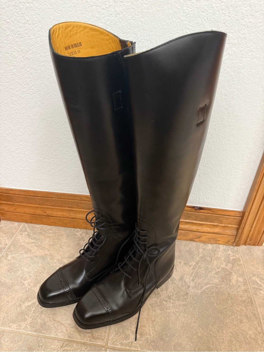 Women's Black Tall Lace-Up Riding Boots